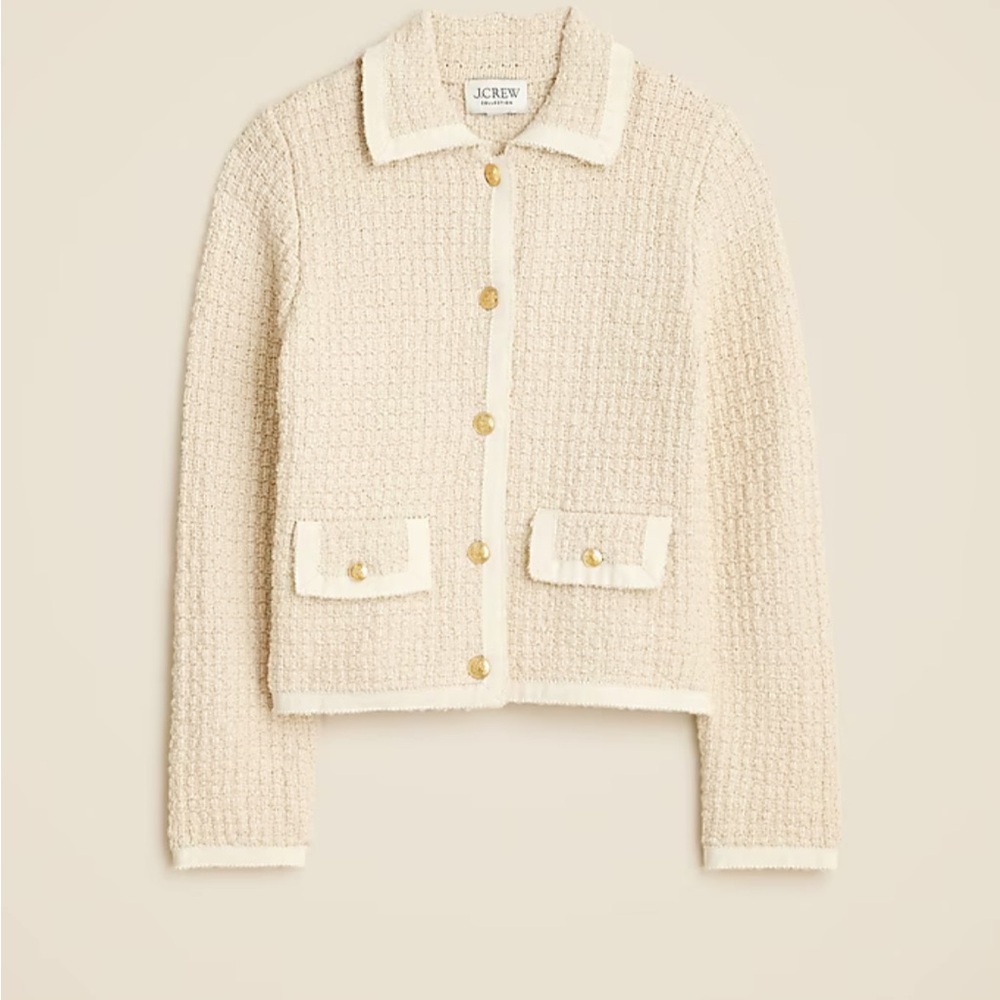 J. Crew Women's Collection Grosgain Lady Jacket Cream with Gold Buttons -NWT